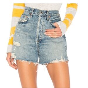 Agolde Denim High-Waisted Distressed Shorts. Size 29
